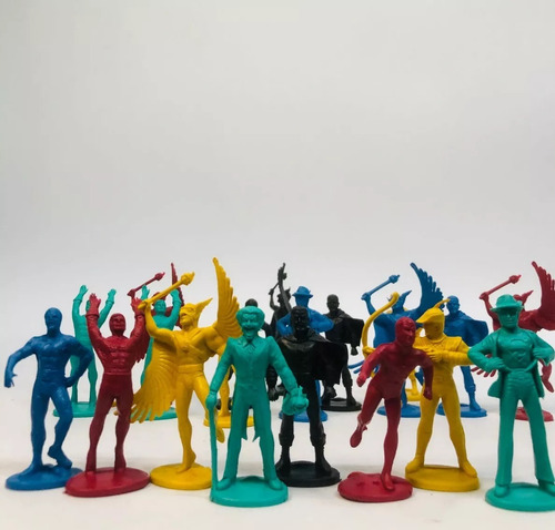 10x Bonecos Super Herois E Vilões Dc Superman Pinguim Flash