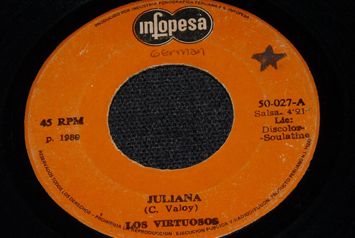 Jch- Los Virtuosos Juliana Salsa 45 Rpm