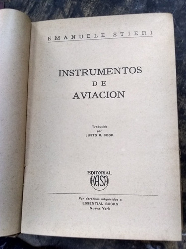 Libro Instrumentos De Aviación. Stieri (1947/295 Pág.).