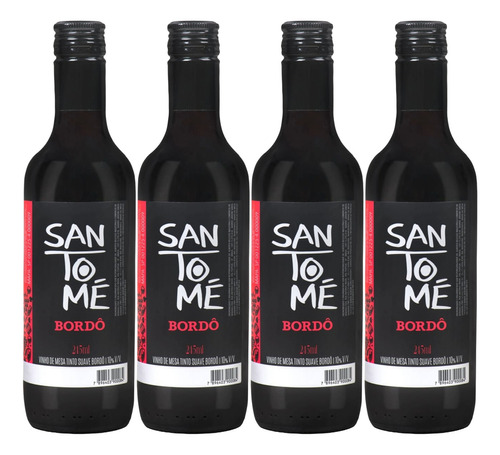 4 Vinho Mini Santomé Premium Tinto Suave Bordô 245ml Baby