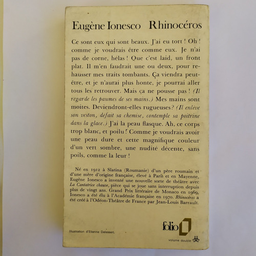 El Rinoceronte Eugene Ionesco Teatro En Idioma Francés
