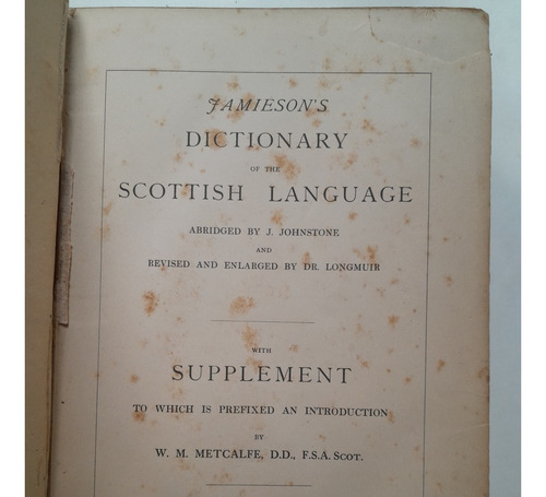 Jamieson's Dictionary Of The Scottish Language Johnstone E1