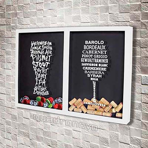 Quadro Rolhas/tampinhas P- Tipos Vinho/cerveja - Quadro Novo