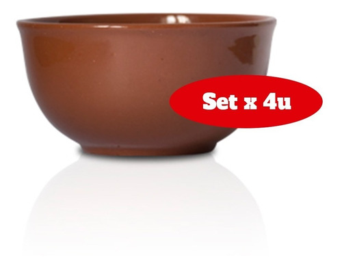 Set X4 Bowls Barro Esmaltado 13cm Salsas Picadas Dips