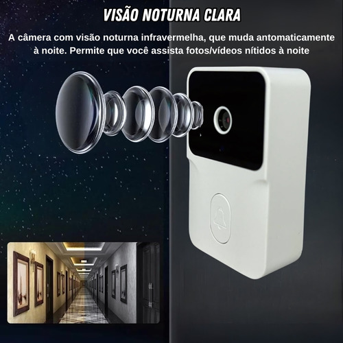 Campainha Interfone Inteligente Wifi Câmera Sem Fio Celular