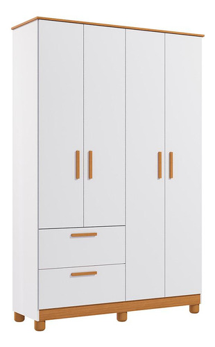 Guarda-roupa Infantil Jujuba 4 Pt 2 Gv Branco E Nature
