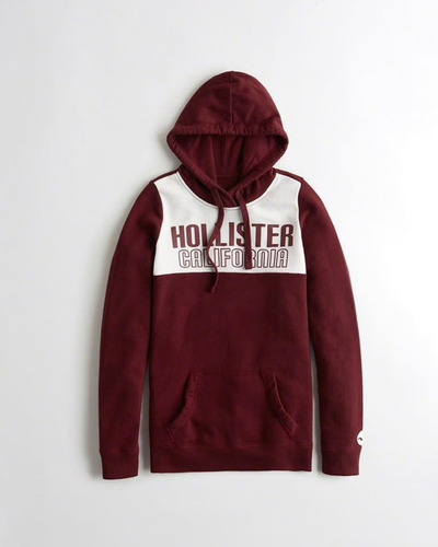  Sudadera Hollister Oversize Dama  Burgundy/black