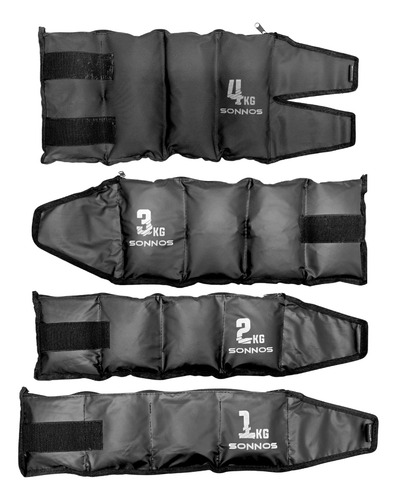 Tobilleras Reforzadas Con Peso X 4 Pares, 1 2 3 4 Kg Sonnos