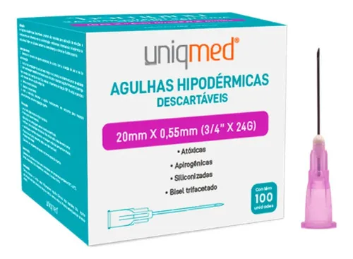 Aguja hipodérmica Anvisa, 24 g x 3/4 (0,55 x 20 mm), C/ 100, volumen al por mayor, capacidad de 0 ml