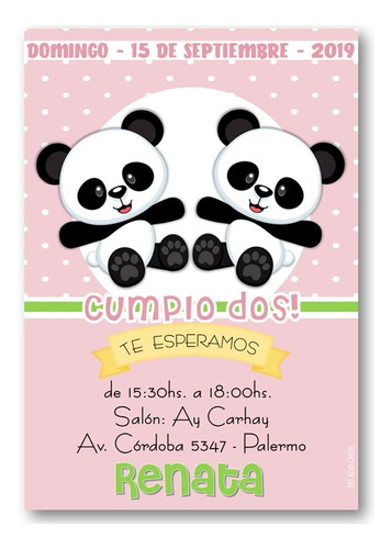 Invitación Digital Personaliz. Osito Panda #8 Imprimible Oso