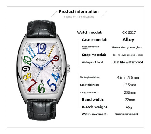 Reloj De Cuarzo Chenxi 8217 Para Hombre, Colorido, Digital,