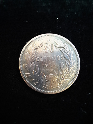 Moneda Chile 40 Centavos 1908 Plata