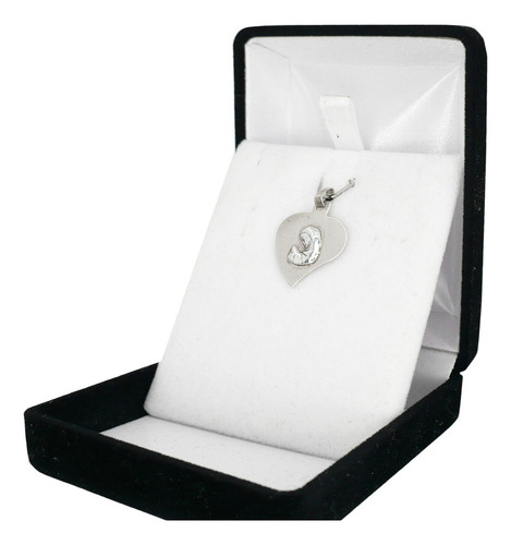 Medalla Dije Corazon Virgen Niña Plata 925 Bautismo Comunion Color Plateado