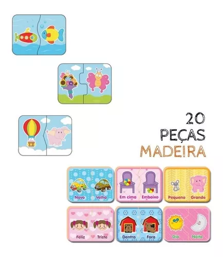Kit 6 Jogos Educativos Pedagógicos em Madeira Nig Brinquedos