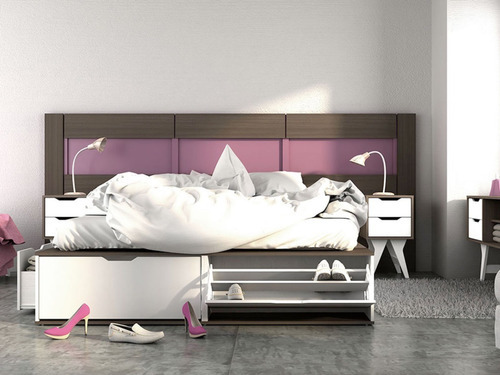 Cama Box Base Sommiers Cajones Madera Multifunción - 160x200 Color Báltico