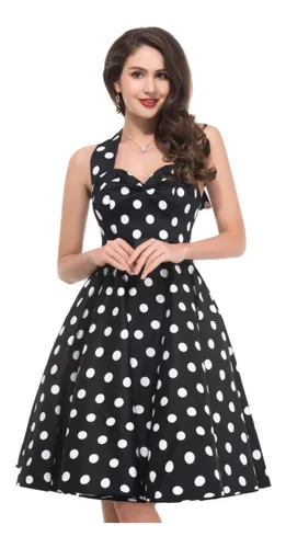 Vestido branco de store bola preta