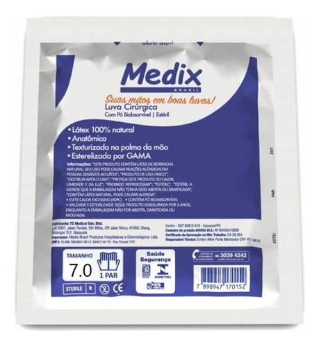 Medix Luvas Cirúrgicas N 7.0 Estéril