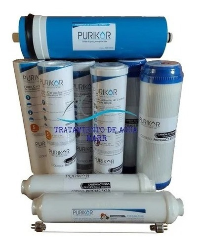 Kit 12 Meses Purikor Pkro400-6uvp Y Membrana Osmosis 400 Gpd