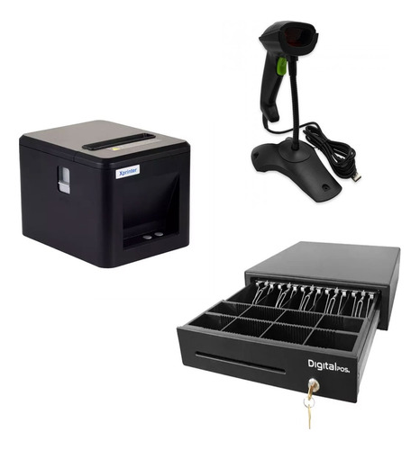 Combo Pos Cajon Monedero Impre Termica 80mm Lector Con Base