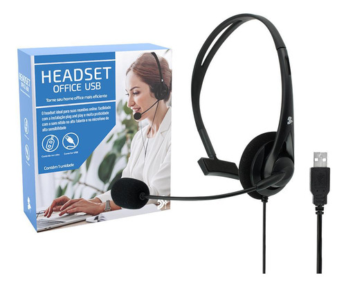 Headset Office Usb P/ Telefone/computador - Plug & Play