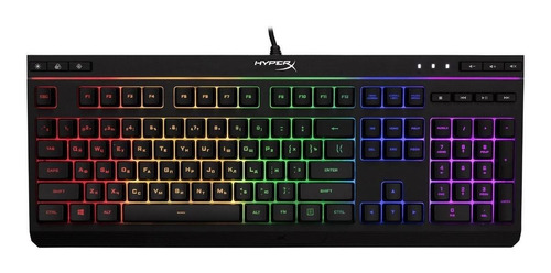 Teclado gamer HyperX Alloy Core RGB QWERTY inglés US color negro con luz RGB