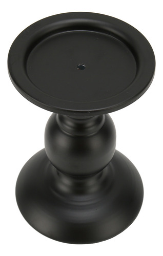Candelabro Negro Con Forma De Pilar De Metal Inoxidable De