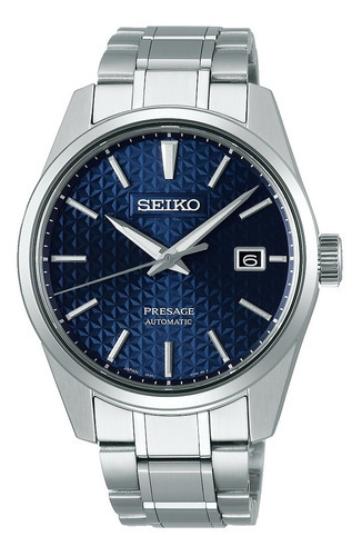 Reloj Seiko Presage Sharp Edged Series Automatic Spb167j1 Color de la malla Plateado Color del bisel Plateado Color del fondo Azul