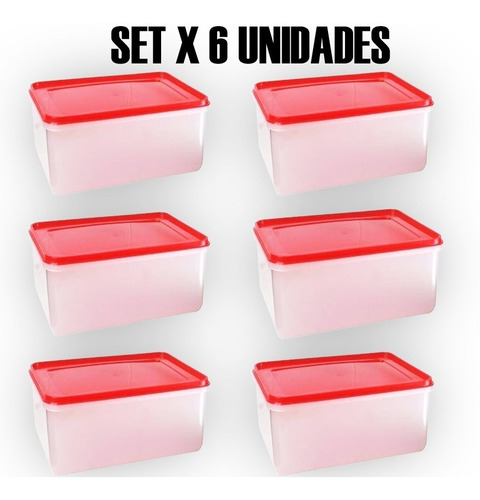 Set 6 Contenedores De Plastico  4 Litros Hermeticos Freezzer