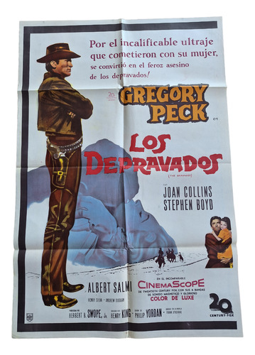 Poster Afiche Cine Antiguo Los Depravados Gregory Peck *