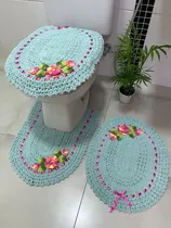 Comprar Tapete De Banheiro Lw Confecções Jogo De Banheiro Em Crochê Geométrica Jogo De Banheiro 1kg Tiffany