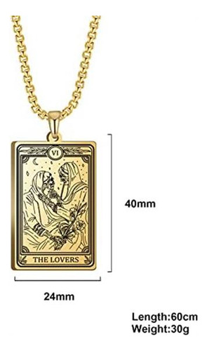 Teamer Collar De Tarot Esqueleto Amuleto De Acero Inoxidable