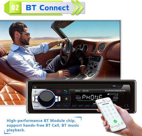 Radio Estéreo Estéreo Mp3 Jsd-520 Bluetooth Usb 1 Din Fm Aux