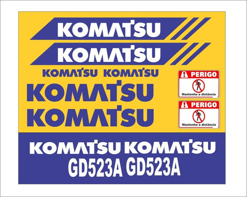 Kit Adesivo Faixas Compatível Motoniveladora Komatsu Gd523a