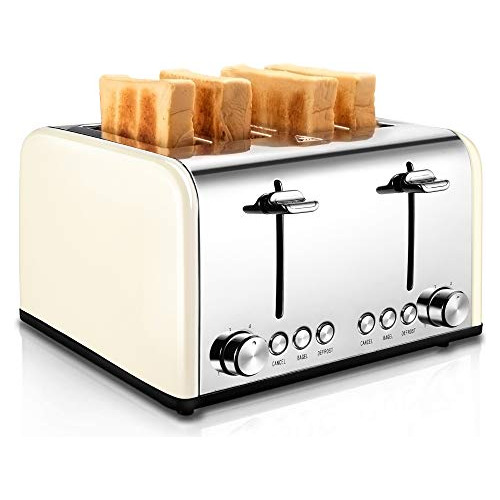 Toaster 4 Slice, Cusibox Retro Acero Inoxidable Extra 45qwj