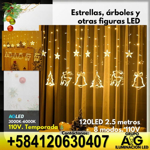 Estrellas Arboles Figuras Led 6000k 120led 2.5mt