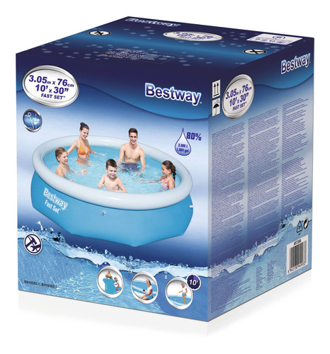 Pileta inflable redonda Bestway Fast Set 57266 de 3.05m x 76cm 3638L azul caja
