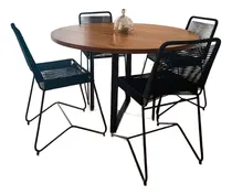 Comprar Mesa Redonda  Comedor Industrial Hierro Y Madera De 100cm