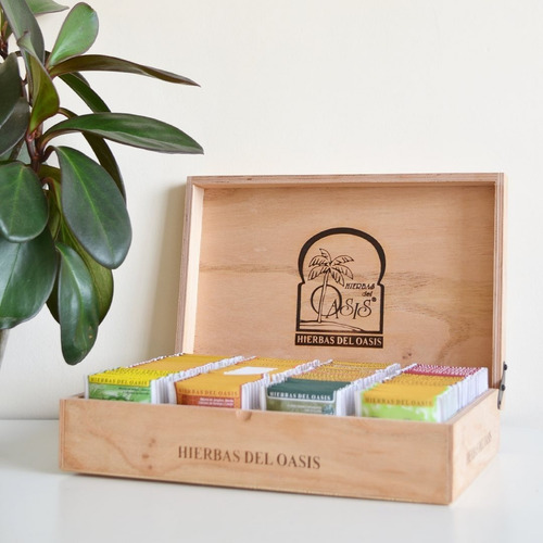Imagen 6 de 6 de Caja De Té De Madera Hierbas Del Oasis 120 Saquitos Surtidos