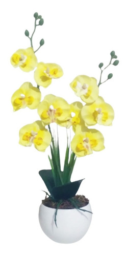 Arranjo Orquídea Artificial Amarela Flores Artificiais | Parcelamento sem  juros