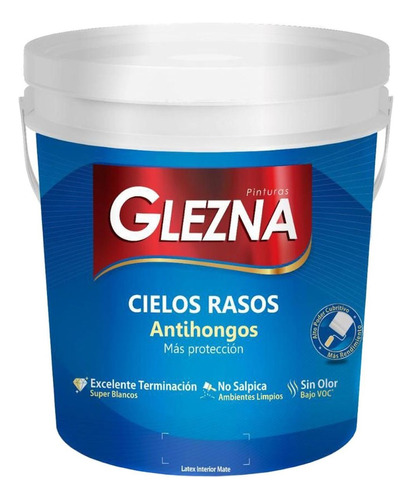 Cielos Rasos Antihongos Blanco 18l Glezna, Super Cubritivo