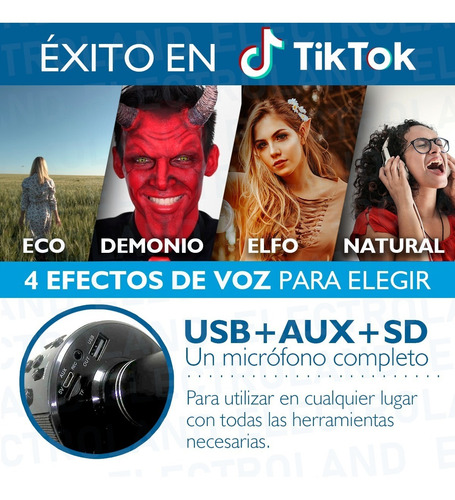 Imagen 6 de 10 de Microfono Karaoke Bluetooth Inalambrico Parlante Efectos