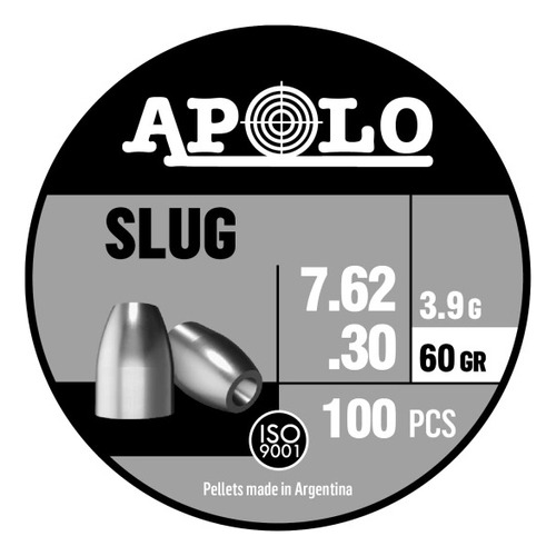 Diabolos Ojiva Slug Apolo .30  7.65 Mm Lata X100 Und 60gr