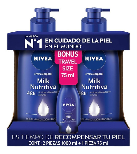 Crema Corporal Con 2 Piezas De 1 L Y 75 Ml Nivea 670389 Cst