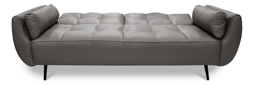 Sofá Cama De Piel Genuina Toronto - Confortopiel, 3 Plazas Color Gris Oxford