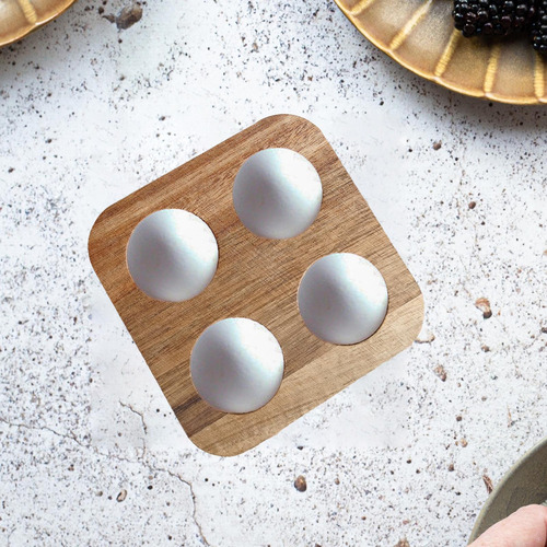 Contenedor Portátil De Madera For Huevos Con 4