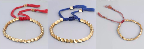 Pulsera Tibetana Cobre Mujer Hecha A Mano Color Azul Marino Diámetro 16 Cm Largo 16 Cm
