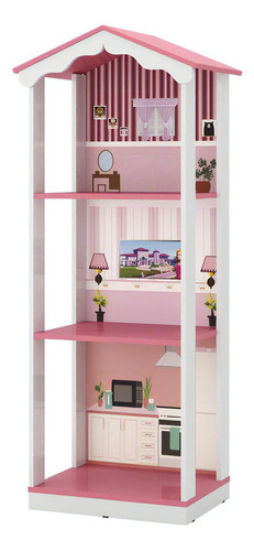 Casa De Boneca Dos Sonhos 3 Cômodos Branco Rosa Ofertamo Cor Branco/rosa