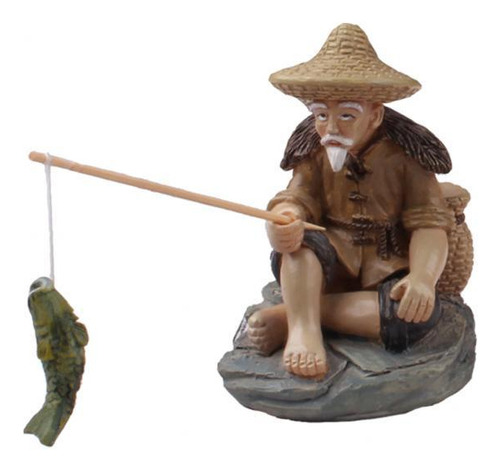 3 Figuras De Resina De Pescador Estatua De Jardín Piscina