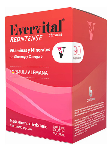 Evervital Redntense fórmula alemana medicamento herbolario 90 piezas