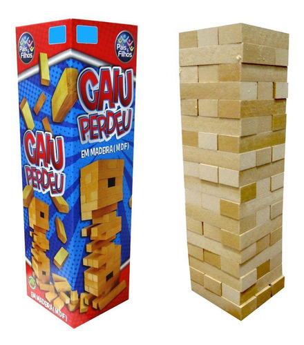 Jogo Caiu Perdeu Brinquedo Torre 54 Peças De Madeira Premium